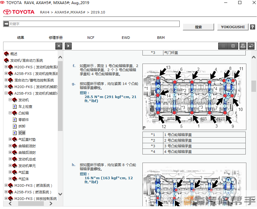 2019年款丰田RAV4 荣放原厂维修手册电路图线路图资料下载