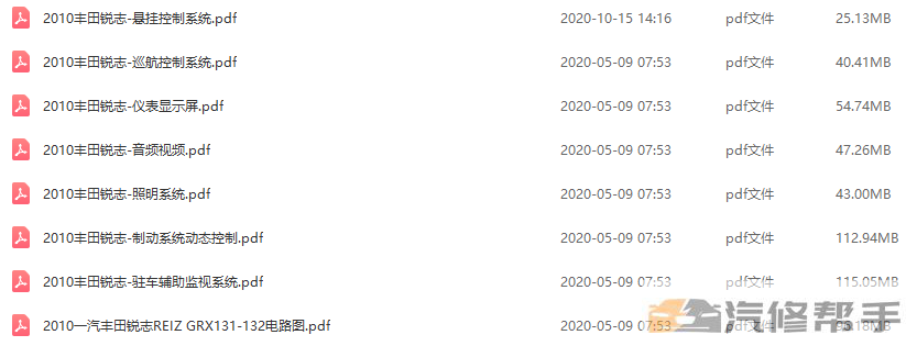 2010-2012年款丰田锐志维修手册电路图线路图资料下载