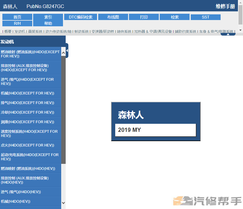 2019年款斯巴鲁森林人汽油版混动版原厂维修手册电路图线路图资料下载