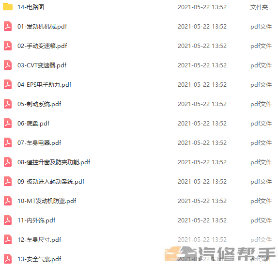 2013年款奇瑞瑞虎5维修手册电路图线路图资料下载