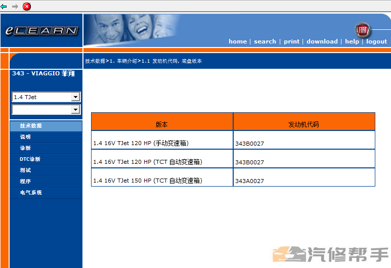 2012-2014年款菲亚特菲翔原厂维修手册电路图线路图资料下载