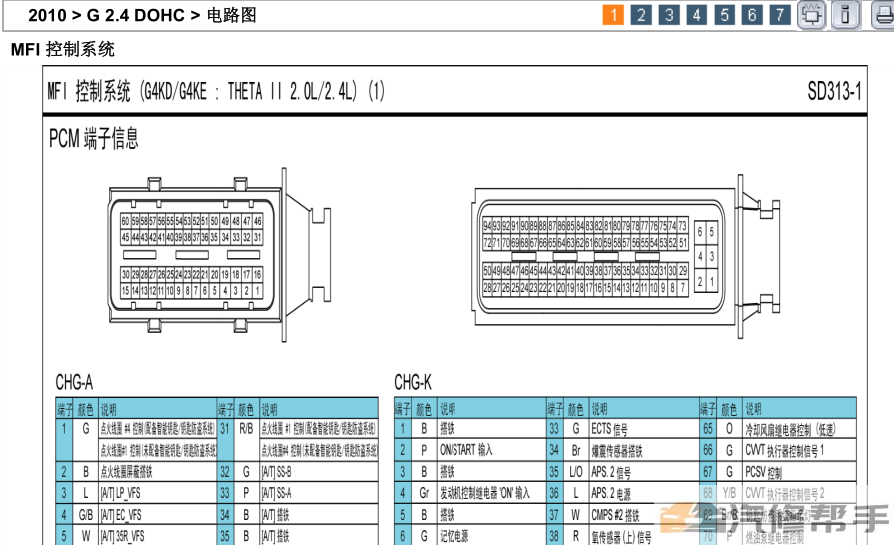 2010年款现代IX35 2.4L原厂电路图线路图资料下载