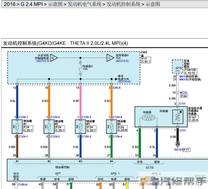 2016年款现代IX35 2.4L原厂电路图线路图资料下载
