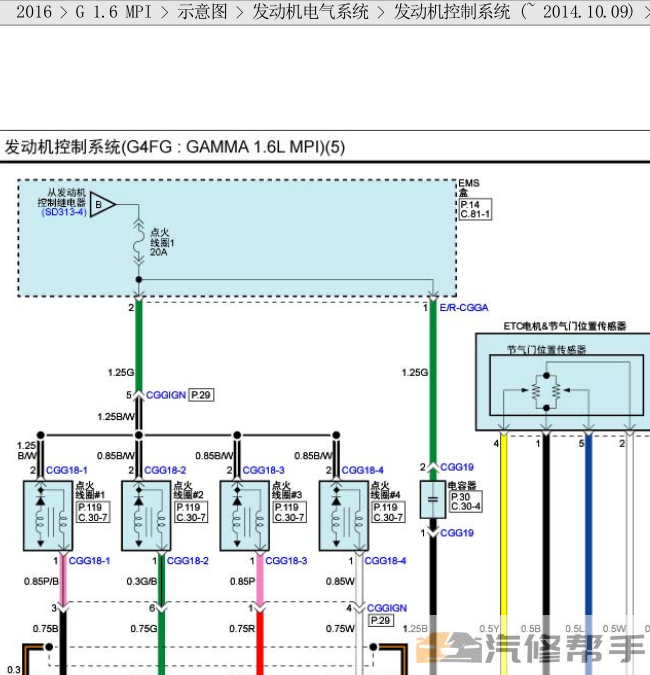 2016年款现代朗动 1.6L原厂电路图线路图资料下载