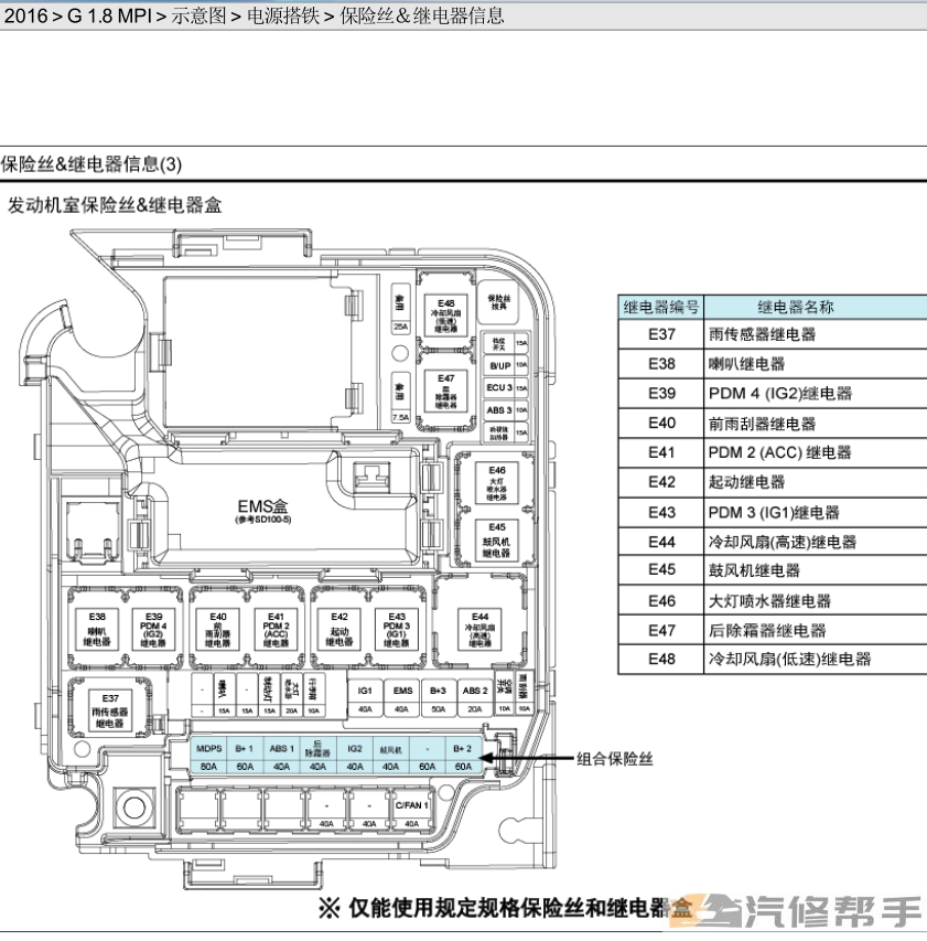 2016年款现代名图1.8L电路图线路图资料下载