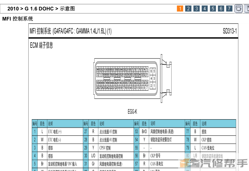 2010年款北京现代瑞纳 1.6DOHC原厂电路图线路图资料下载