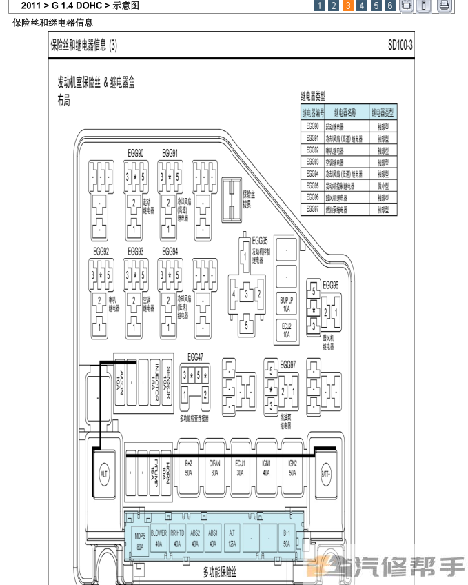 2011年款北京现代瑞纳 1.4 DOHC原厂电路图线路图资料下载