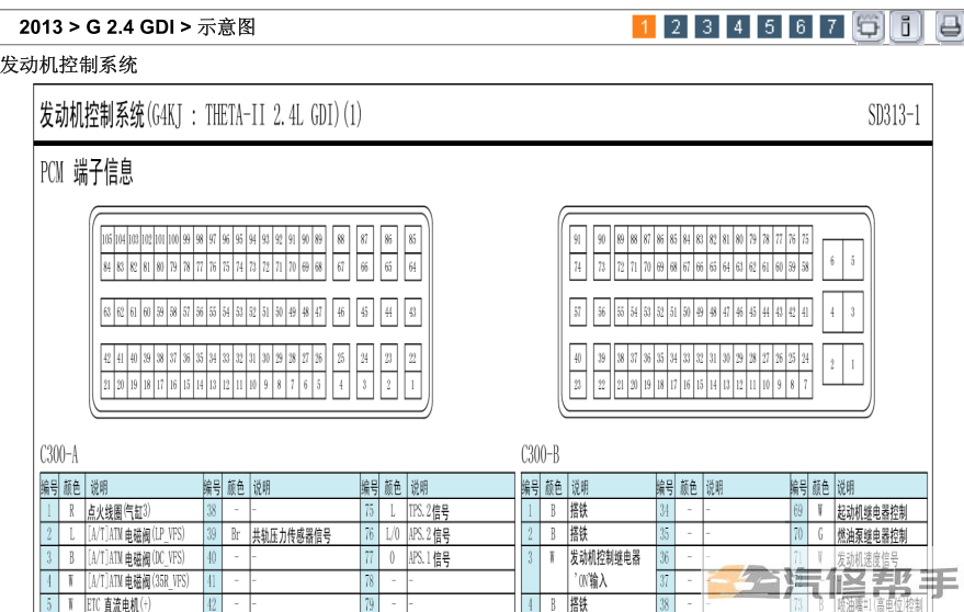 2013年款北京现代胜达2.4L原厂电路图线路图资料下载