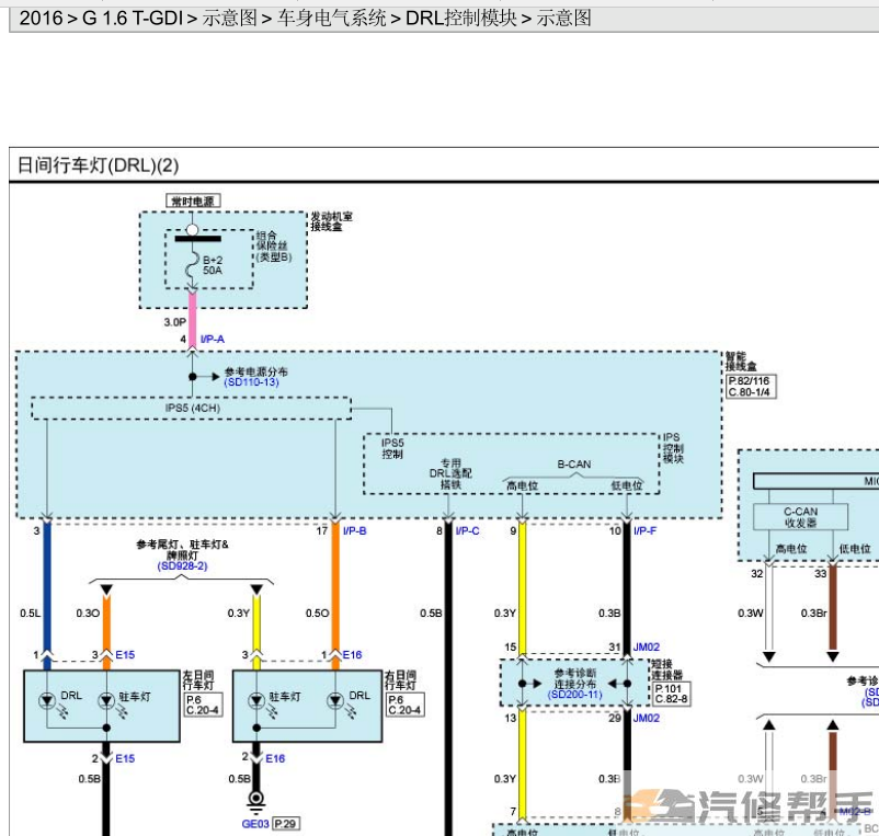 2016年北京现代索纳塔（LFC）G1.6T-GDI原厂电路图线路图资料下载