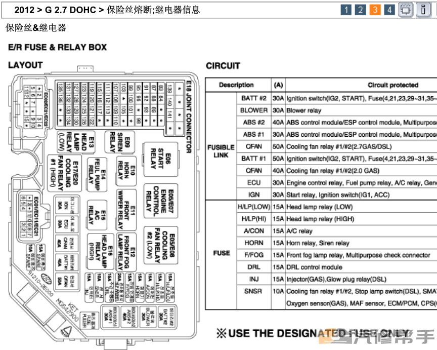 2012年款北京现代途胜 2.7 DOHC原厂电路图线路图资料下载