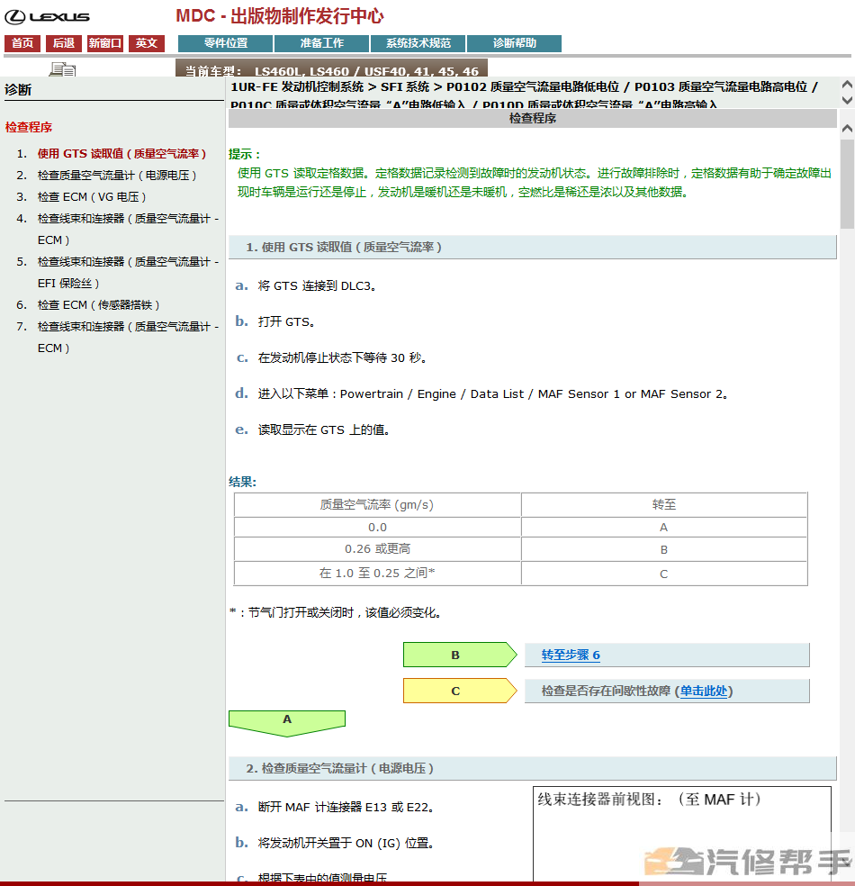 2012-2014年款雷克萨斯LS460 LS460L原厂维修手册电路图线路资料下载