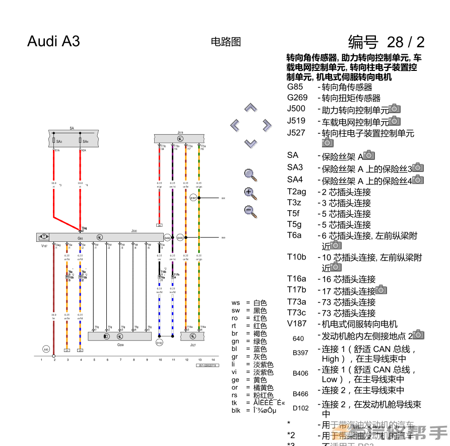 2017-2019年款奥迪A3原厂维修手册电路图线路图接线图资料下载