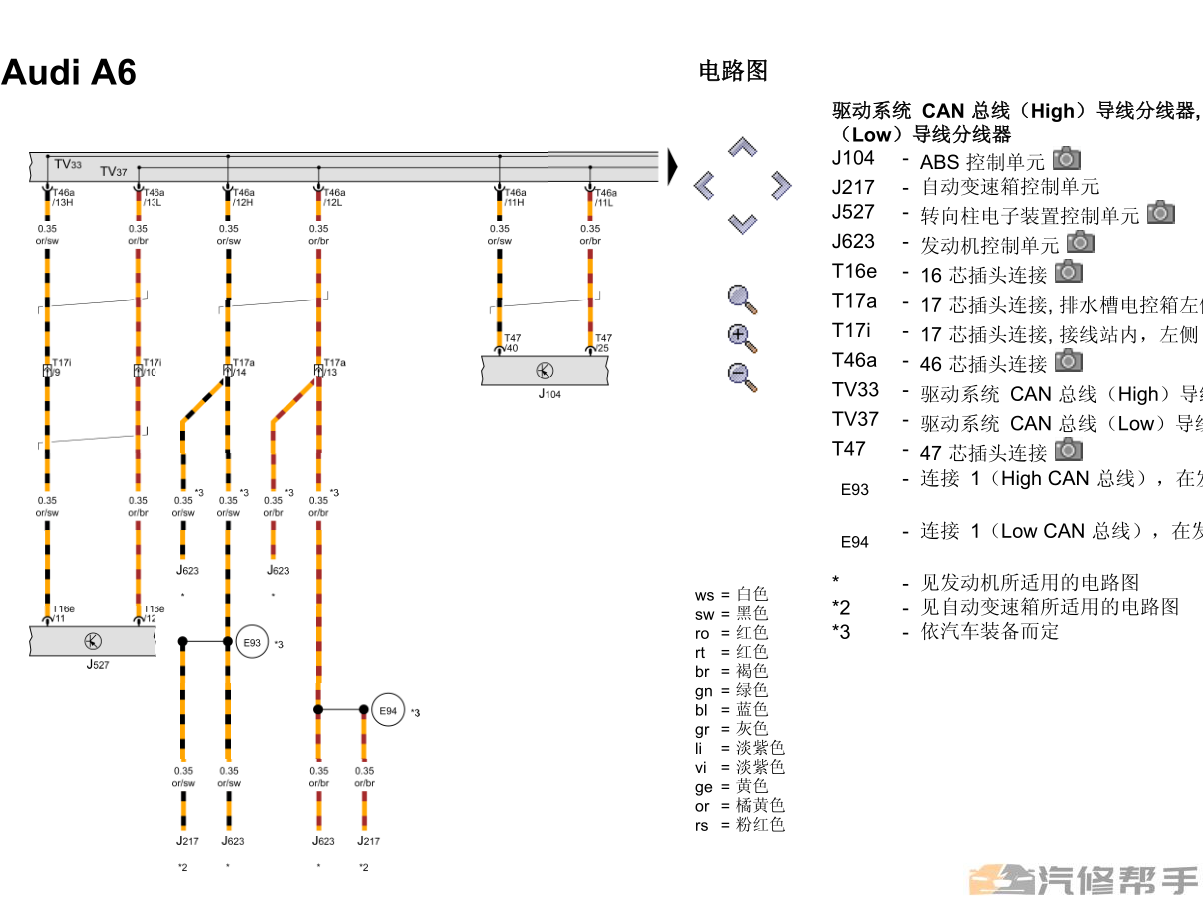 2012-2015年款奥迪A6L（C7）原厂维修手册电路图线路图接线图资料下载