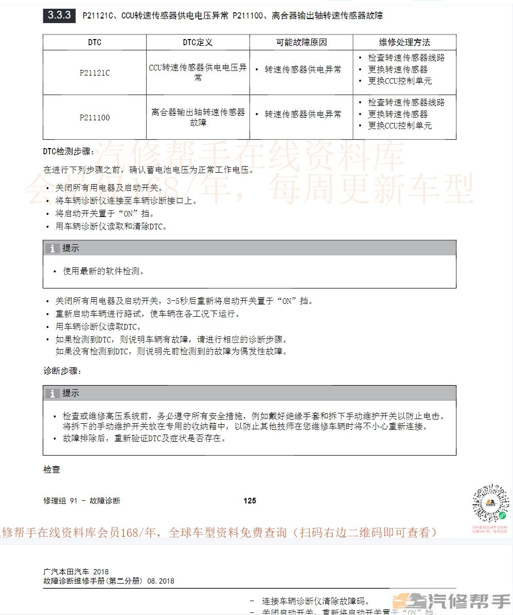 2019-2020年广汽本田世锐原厂维修手册电路图线路接线图资料下载