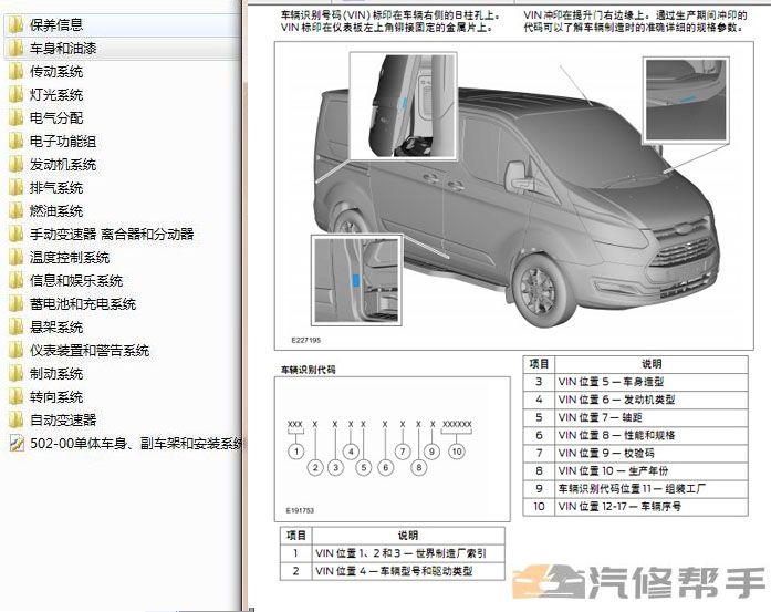 2016-2019年款江铃福特新全顺V362途睿欧维修手册电路图资料下载